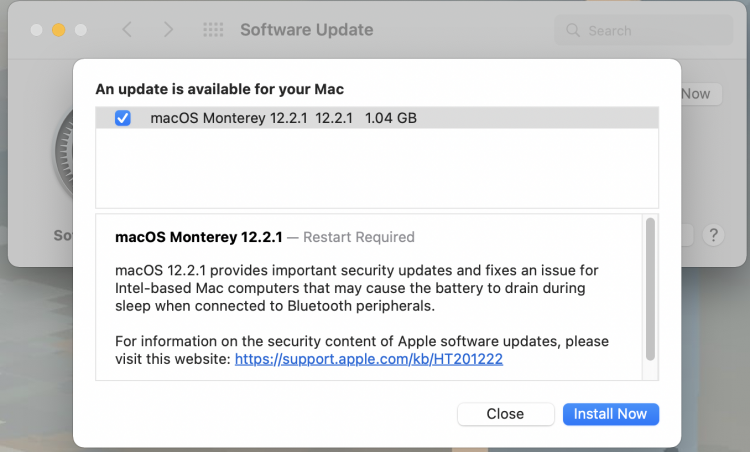 Apple выпустила macOS 12.2.1 с исправлением проблемы самопроизвольной разрядки некоторых MacBook
